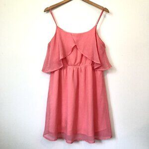 FREEBIRD Pink Boho Flounce Trim Party Wedding Guest Mini Dress Small / Medium ??